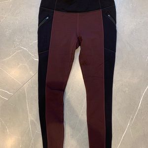 ATHLETA fleece red and black leggings